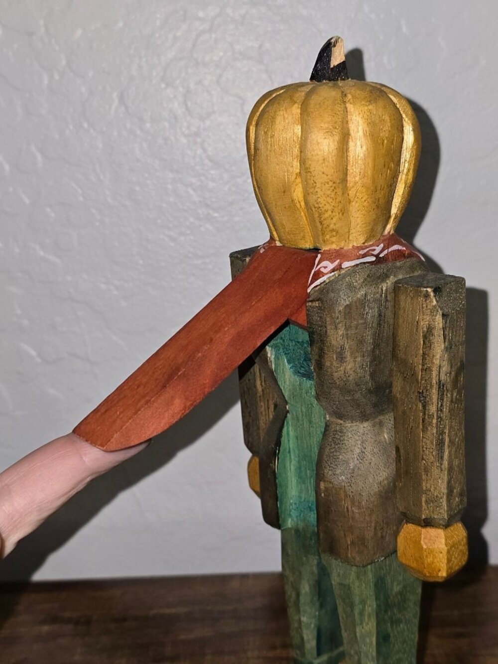 Primitive Wooden Pumpkin Head Nutcracker 10" Halloween October Fall - Picture 5 of 8